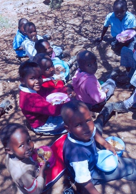 Kitchen nursery eating under the tree Mar 2015