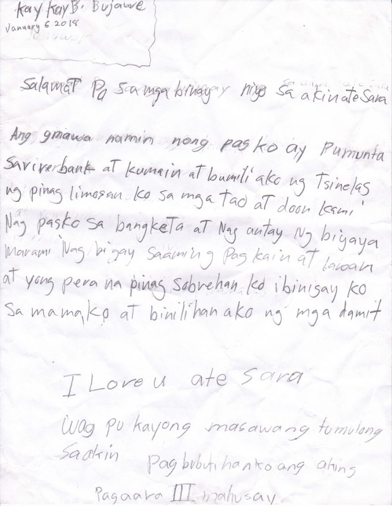 Alexis Kaykay Bujawe Ate Sara CM SIAC Jan 2018