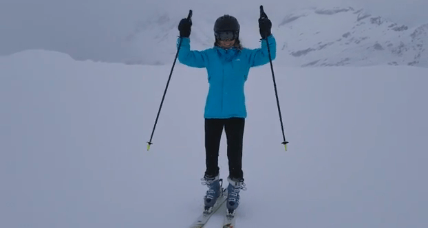 Sara Goff skiing for charity